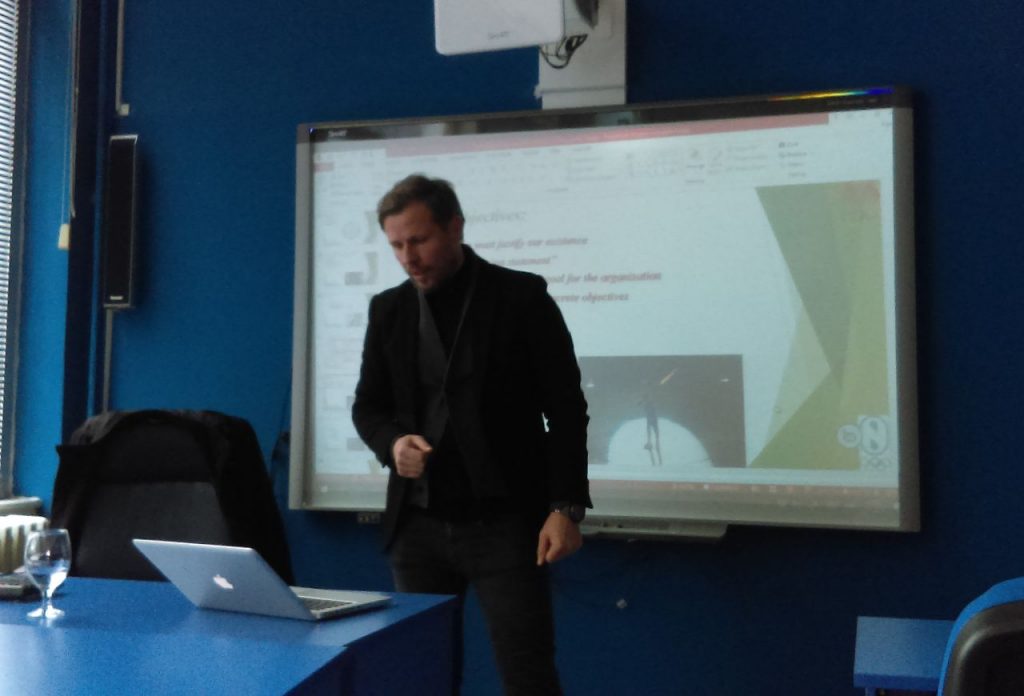 man giving a lecture