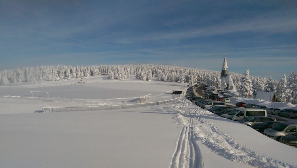 winter in the mountains with lots of snow